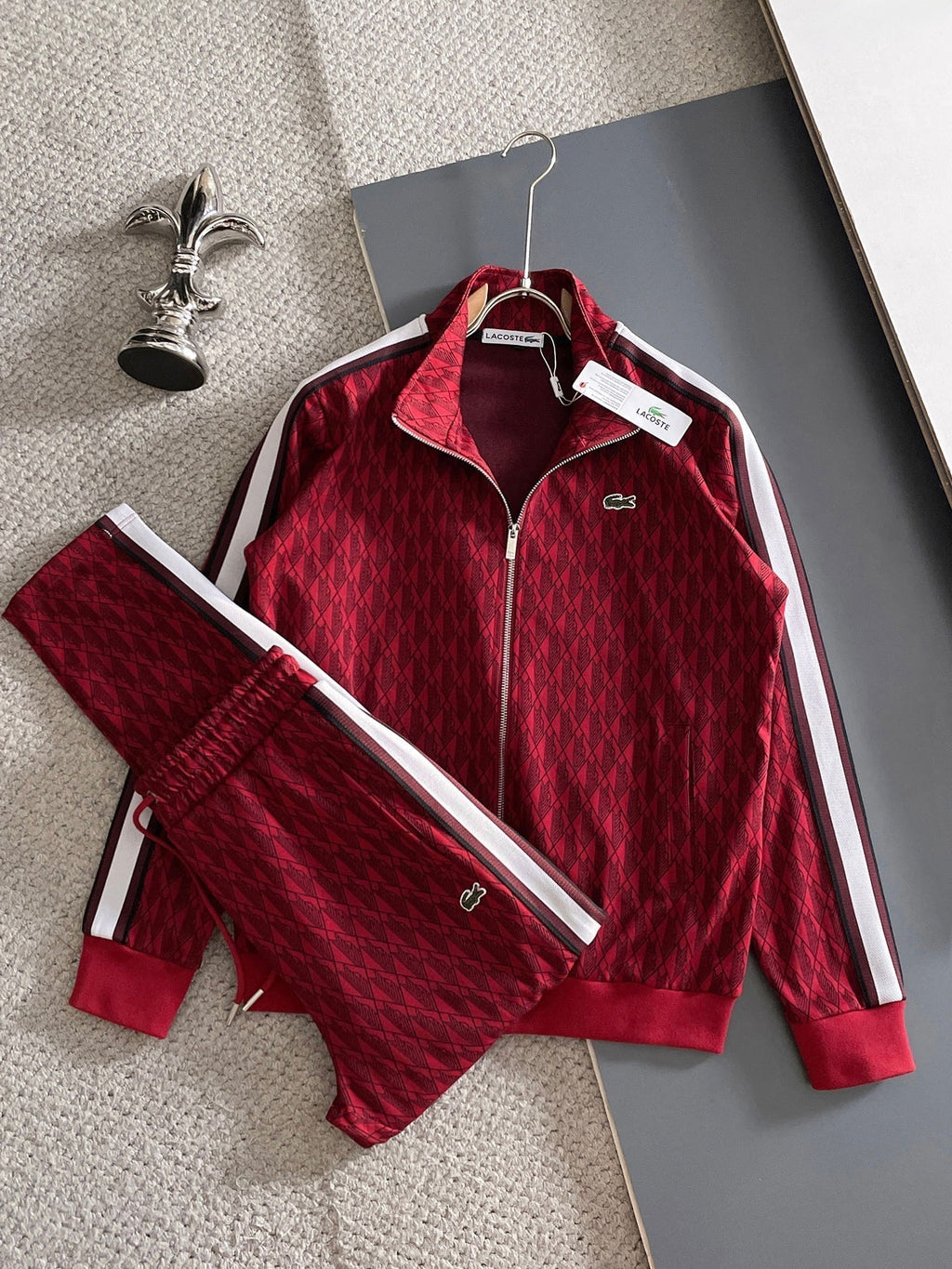 Fato de Treino Lacoste Jacquard Losango Vermelho Gold Edition