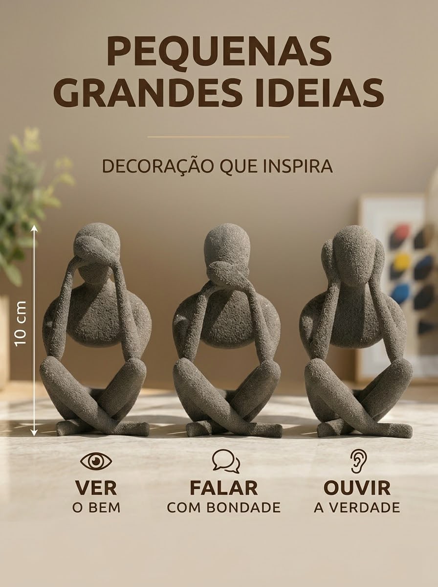 Figura dos três macacos sábios em ambiente decorativo