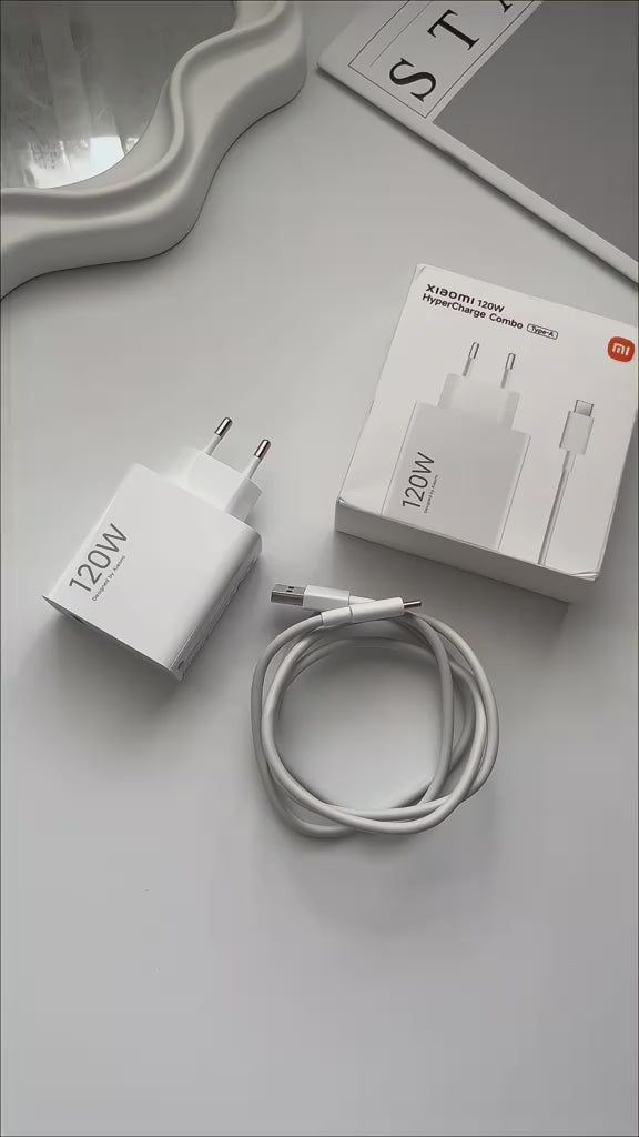Carregador Rápido Xiaomi HyperCharge 120W (USB-A) + Cabo Incluído